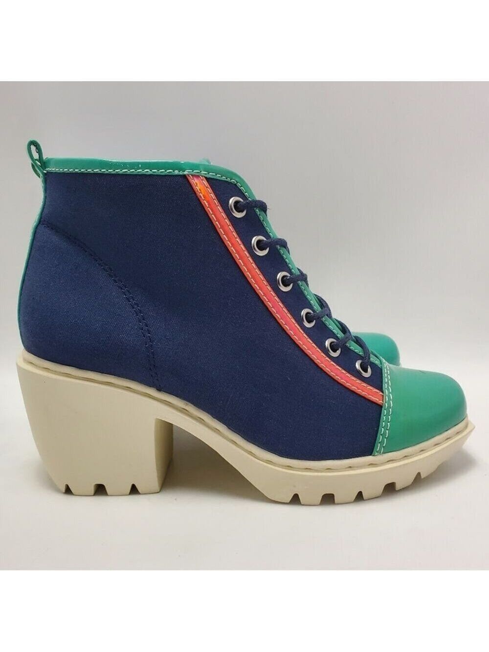 Opening Ceremony Grunge Lace Up Sneakers Canvas Booties Color Block Size EU 37